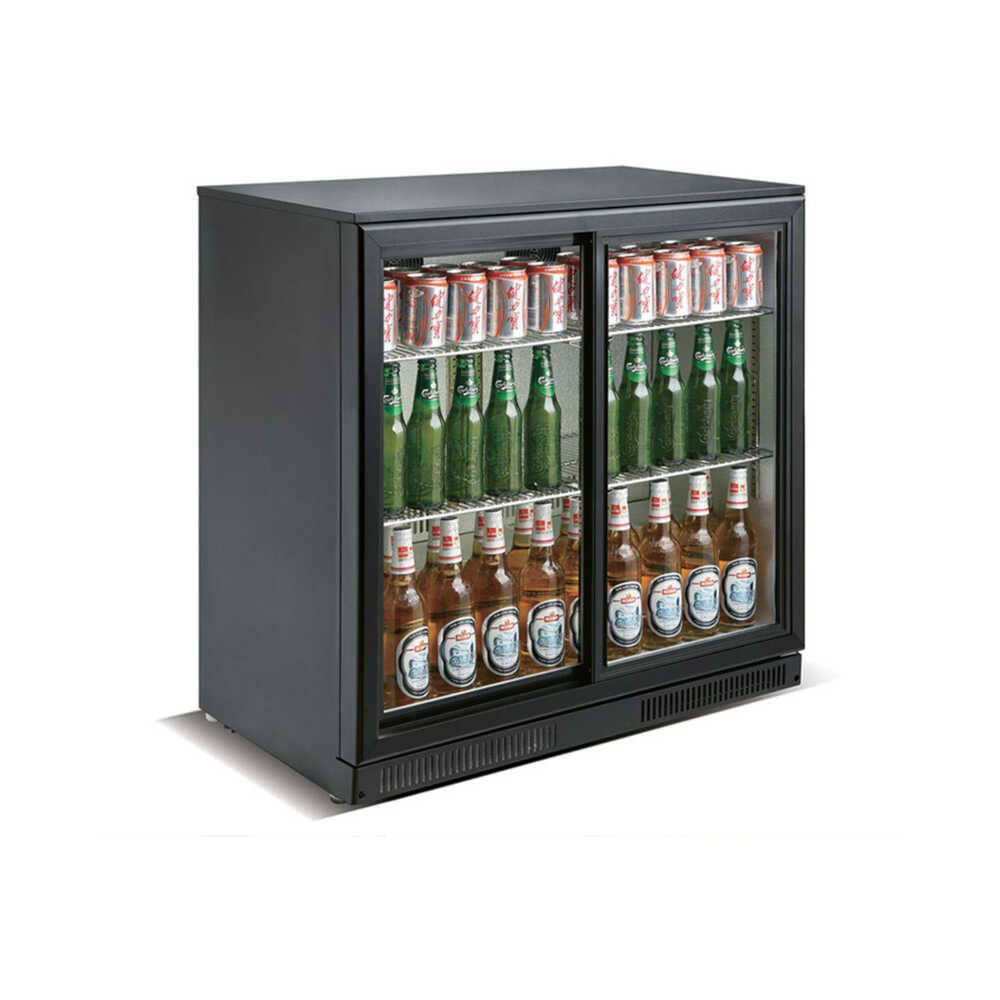 Skyrainbow Barkühlschrank mit 2 Glasschiebetüren, 228 Liter Volumen, 900 x 500 x 900mm