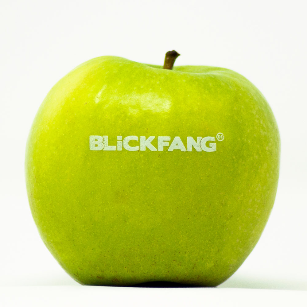 Grüner Apfel mit Blickfang Logo