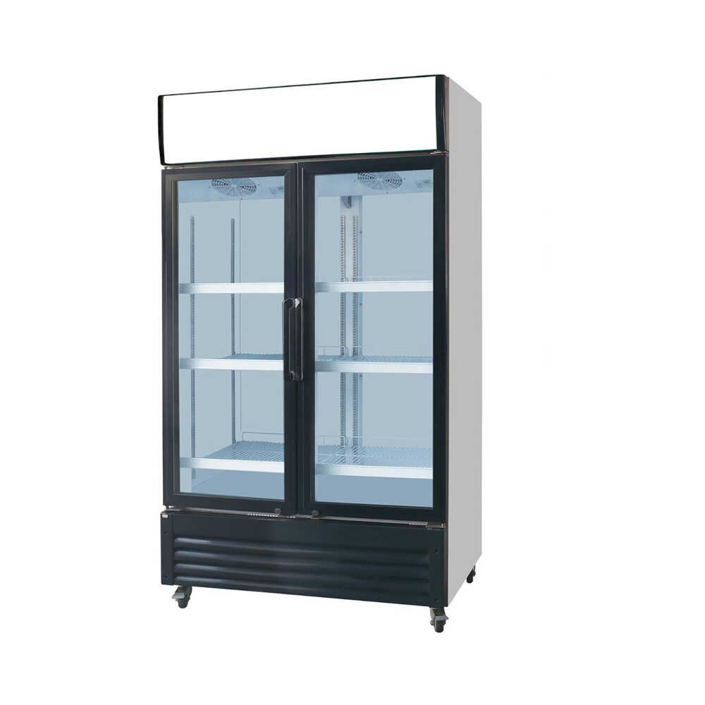 Skyrainbow Getränkekühlschrank 828MAF, mit Display und 2 Glastüren, 1220 x 668 x 2080 mm