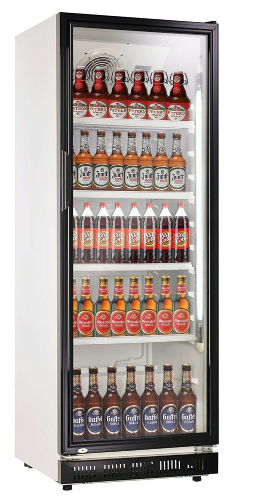 Getränkekühlschrank weiß 360 mit schwarzen Türrahmen - mit 360 Litern Volumen