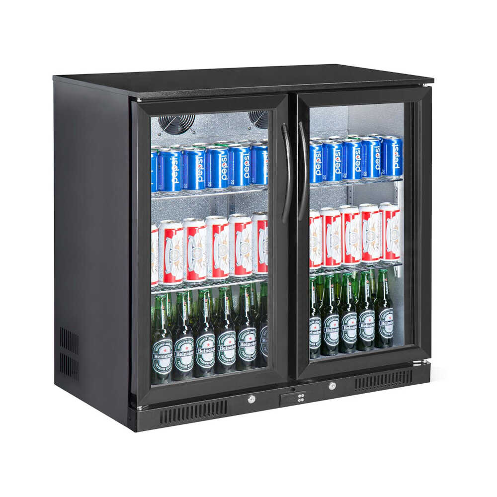 Skyrainbow Barkühlschrank mit 2 Glastüren, 228 Liter Volumen, 900 x 500 x 900mm
