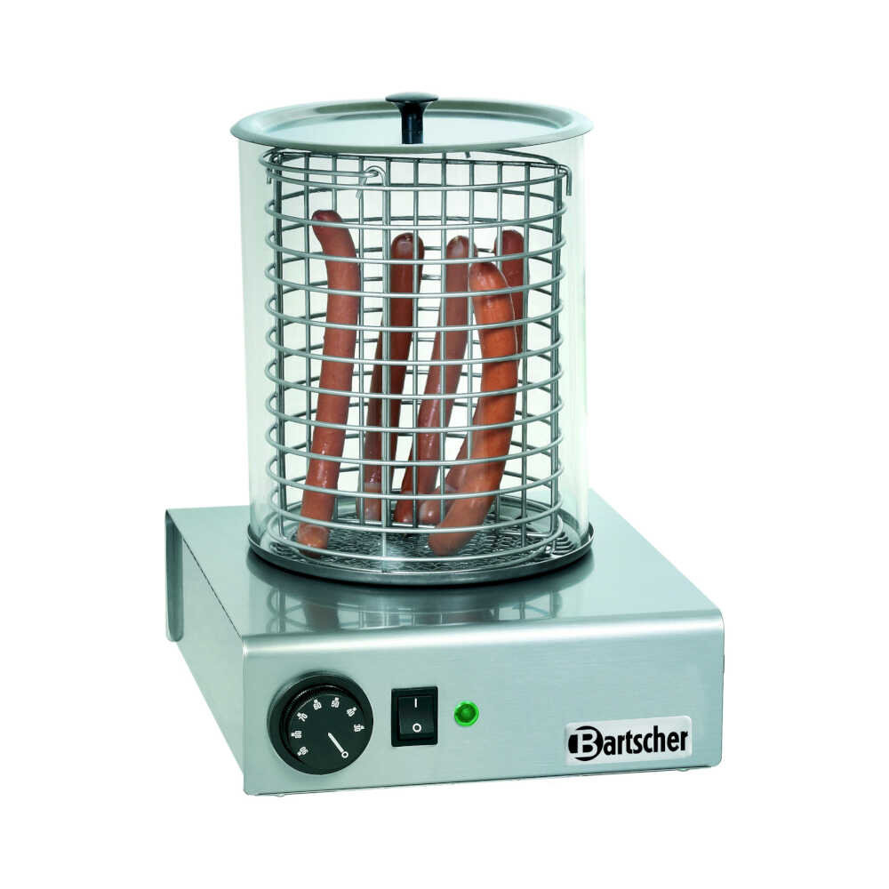 Bartscher Hot-Dog-Gerät, eckig, 1 Glasbehälter 195 mm, 1000 Watt, 230V